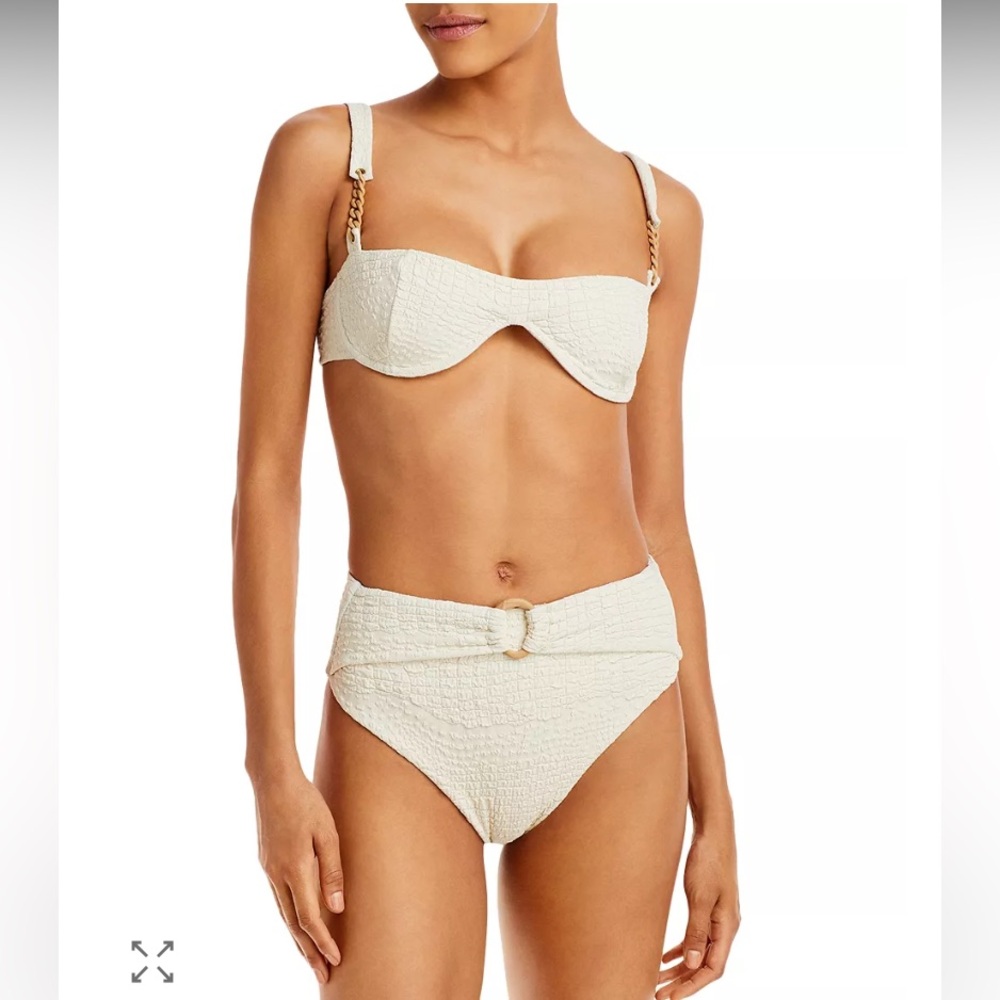 NWT Anthropologie Revel Rey Inez Uma Croc Textured Chain Cream Bikini Resort M - Picture 1 of 5